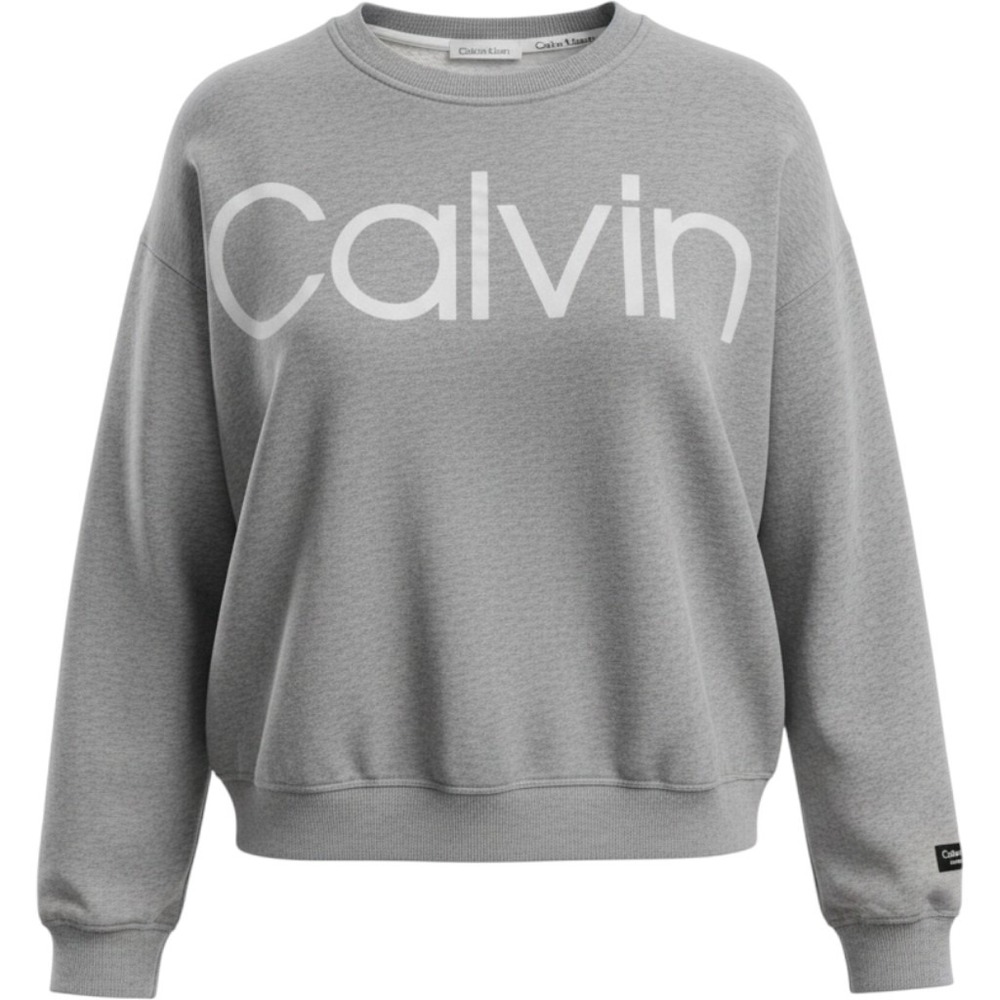 Calvin Klein Performance Womens Gray Logo Crew Neck Sweatshirt Size Large L